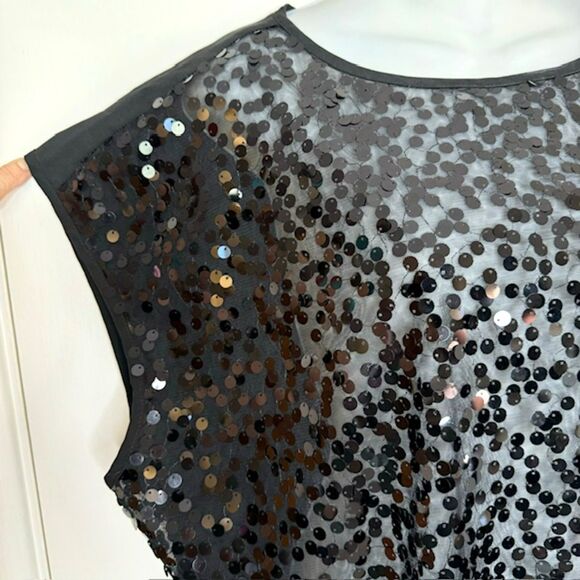 LANE BRYANT BLACK SHEER SEQUIN POPOVER TOP PLUS SIZE 18 NWOT - Picture 7 of 10